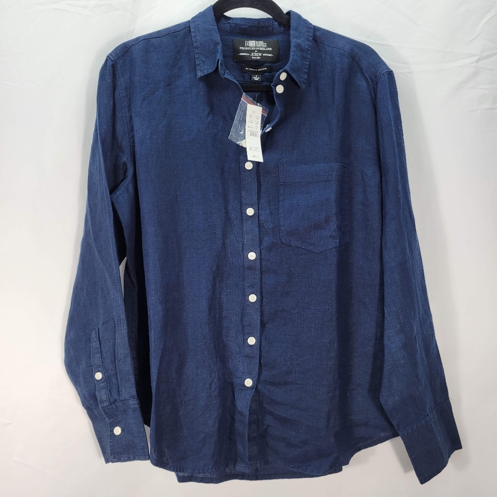EUC | J. Crew Navy Button-Down Linen Shirt| Size 8 - Picture 3 of 8